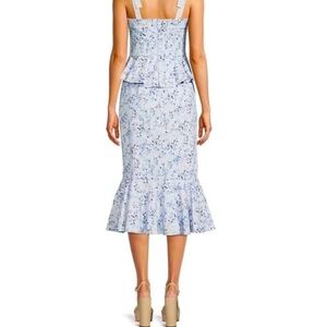 Antonio Melani Born on Fifth Pippa Blue Floral Print Fit and Flare Peplum Dress